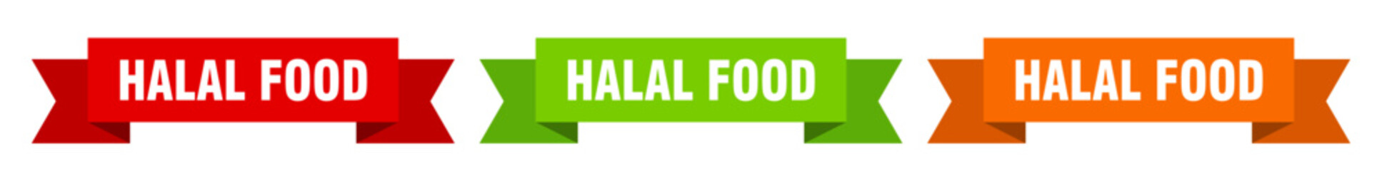 halal food ribbon. halal food isolated paper sign. banner