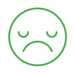 green color sad emoticon icon, emotion sign
