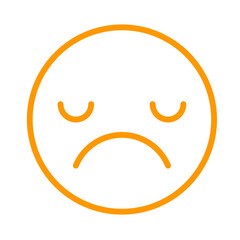 orange color sad emoticon icon, emotion sign