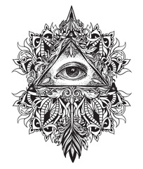 vector illustration of a decorative ornament with the third eye