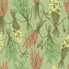 seamless background with dried flowers