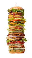 Large sandwich on a transparent background.  PNG. Generative AI