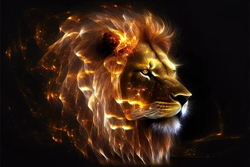 Foto op Plexiglas Fire lion backdrop. AI generated © writerfantast