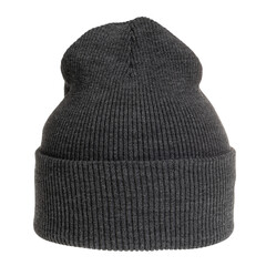 Dark grey knit cap isolated