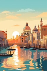 Retro Venice Travel poster - obrazy, fototapety, plakaty