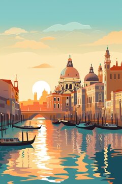 Retro Venice Travel poster