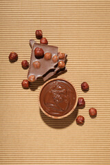 Bread with chocolate paste - tasty breakfast or morning food