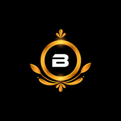 Vector B letter logo initial golden colorful  B logo design 