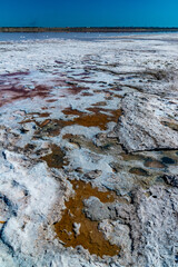 Hyperhaline Kuyalnik estuary. Crystals of self-settling (table) salt sodium chloride