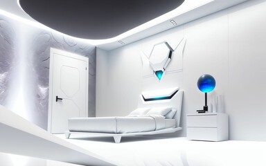 Extraterrestrial Elegance A Sleek and Minimalist Space Room with Cosmic Texture ai generated