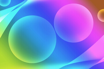Abstract Illustration of Gradient Multi-colored 3D Various Sized Spheres