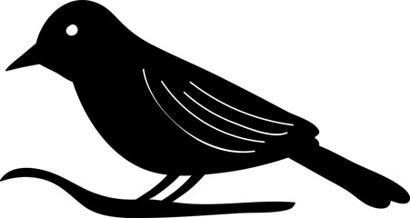 bird on a branch silhouette on a white background, vector