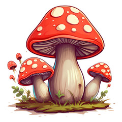 Cute Mushrooms Clipart Illustration