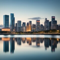 Fototapeta na wymiar City Skyline Reflections: A Window to Urban Aesthetics, Generative AI
