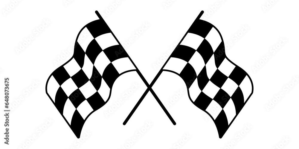 Poster two simple racing flags that intersect each other. sports isolated illustration of spirit racing fla