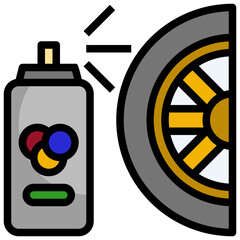 ALLOY WHEEL filled outline icon,linear,outline,graphic,illustration