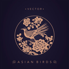 Asian traditional bird patterns ancient Chinese flower and bird patterns