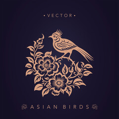 Asian traditional bird patterns ancient Chinese flower and bird patterns