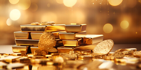  Gold Bars with Dollar Signs and Wealth Indicators
 - obrazy, fototapety, plakaty