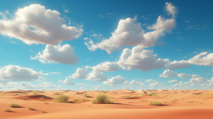 Desert and blue sky with clouds landscape