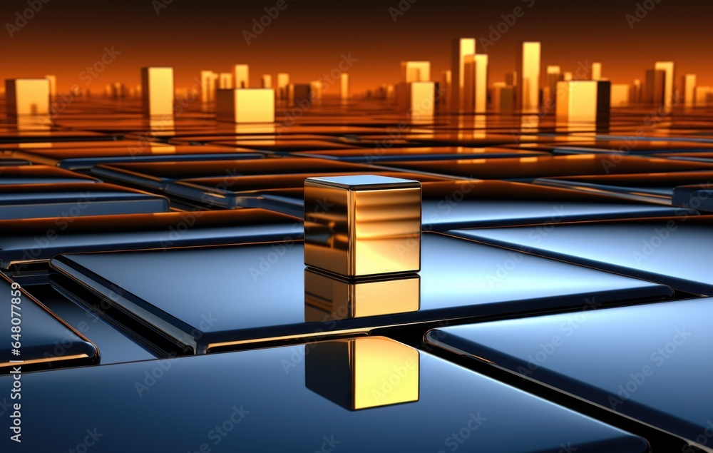 Poster a 3d image of a city in the middle of a maze. generative ai image.