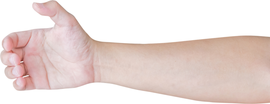 man hand gesture holding something isolated on white background