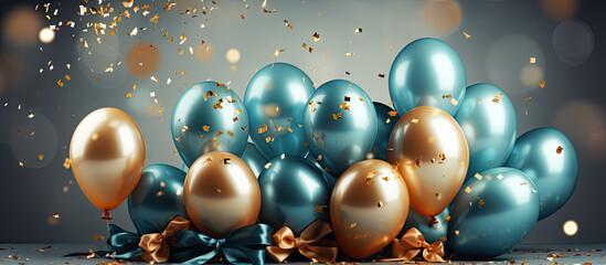 Festive Elegance: Golden and Blue Balloon Extravaganza