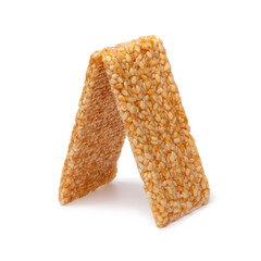 Pair of white sesame snaps isolated on white background close up