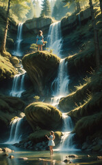 Beautiful Nature Landscape water falls wallpaper