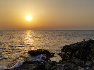 Naklejka premium sunset over the Adriatic Sea in Rovinj