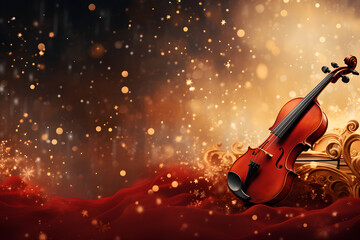 Christmas, New Year, winter banner, poster with violin.