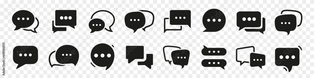 Poster Chat messaging speech bubble icons. Black messaging talk bubble icon. Chat message icons collection