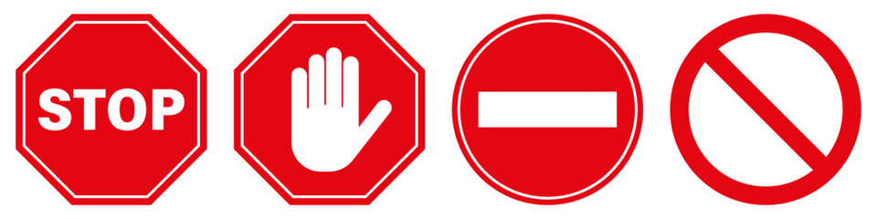 Stop sign icon set simple design