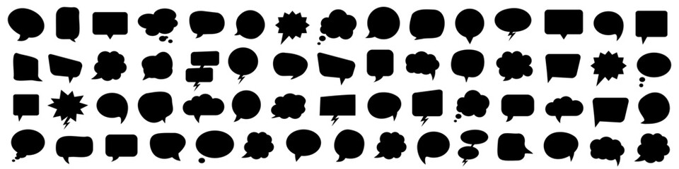 Black speech bubble collection. Set of speech bubble. Speech bubble comic - obrazy, fototapety, plakaty