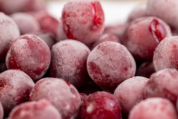 red cherry covered with a thin layer of ice
