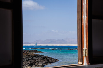 breathe fresh air at the window to the sea