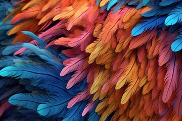 Beautiful abstract of colorful feathers, texture background, abstract feather background, feather pattern - obrazy, fototapety, plakaty