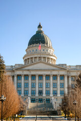 State capitol building in salt lake city utah in the morning of a sunny day.