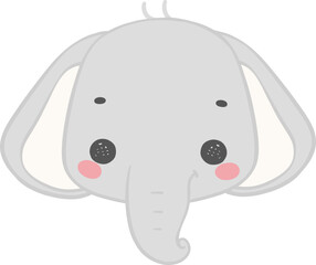 Cute elephant, kawaii baby animal face