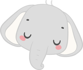 Obraz premium Cute elephant, kawaii baby animal sleeping face