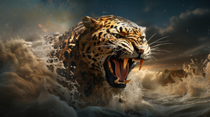 A powerful leopard the beast symbolizing the Greek empire in the book of Daniel in the Bible Generative AI Illustration