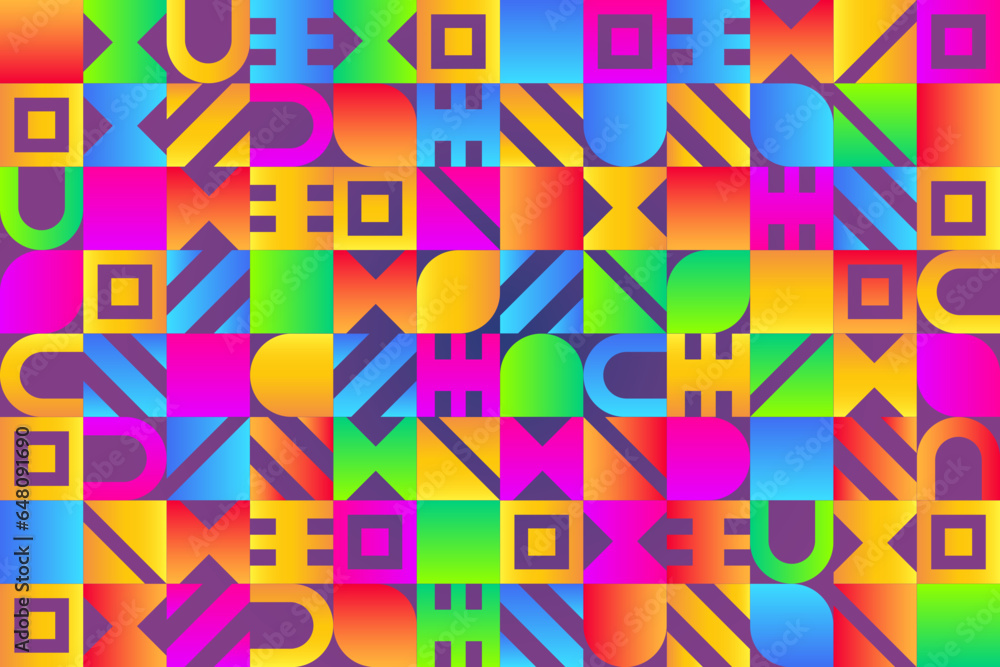 Poster neo geometric abstract pattern. abstract mosaic pattern with geometric elements.