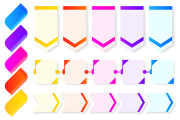 Infographic elements set. Collection of infographic progress charts, steps, arrows, colorful bullet marks for your heading and text.