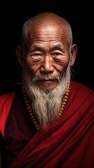 an elderly monk from Bhutan, his wrinkles narrating tales of countless sunrises witnessed
