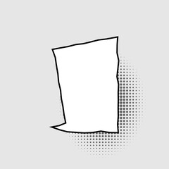 Blank speech bubble in rectangle shape isolated on gray background. Template for web design, comics.