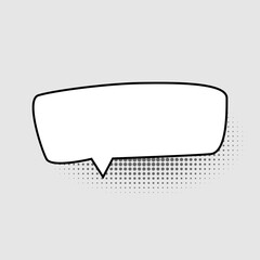 Blank speech bubble in the shape of a rectangle with rounded corners isolated on a gray background. Template for web design, comics.