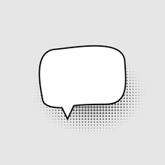 Blank speech bubble in the shape of a rectangle with rounded corners isolated on a gray background. Template for web design, comics.