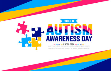 World autism awareness day background template celebrated in 2 April. use to background, banner, card, greeting card, poster, book cover, placard, photo frame, social media post banner template.