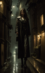 dark mystery cobbled street old city