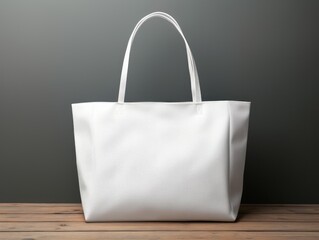 White tote bag mockup on a grey background.